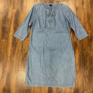 Talbots cotton lace up chambray dress size 6
